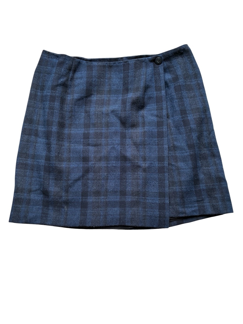 Talbots Women's Vintage Made in USA Blue Plaid 100% Wool Wrap Skirt Size 18